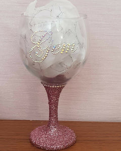 Glitter & Rhinestone Wine Glass